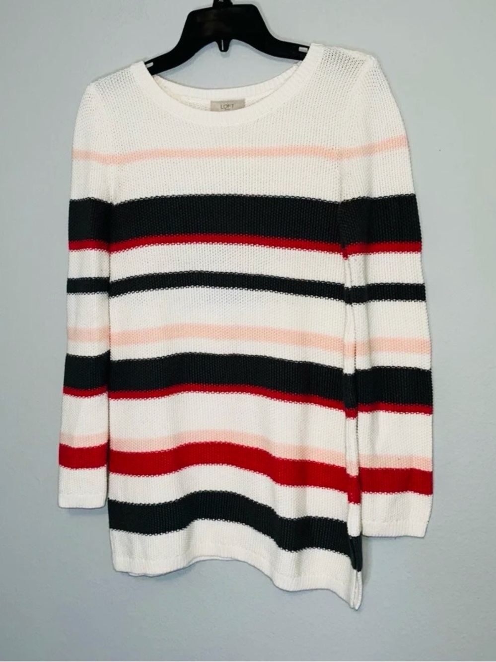Loft Waffle Knit Striped Top Size XS